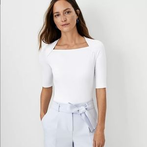 Ann Taylor White Envelope Top NWOT